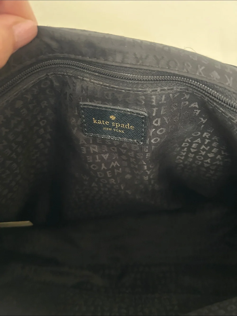 kate spade Black Nylon Fold-Over Shoulder Bag with Gold Hardware